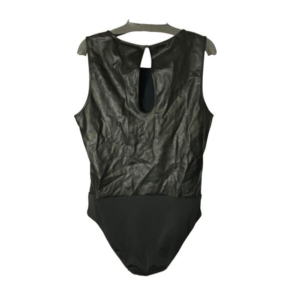 International Concept XXL Faux Leather Bodysuit Black Edgy Biker Baddie Moto New - Picture 4 of 11